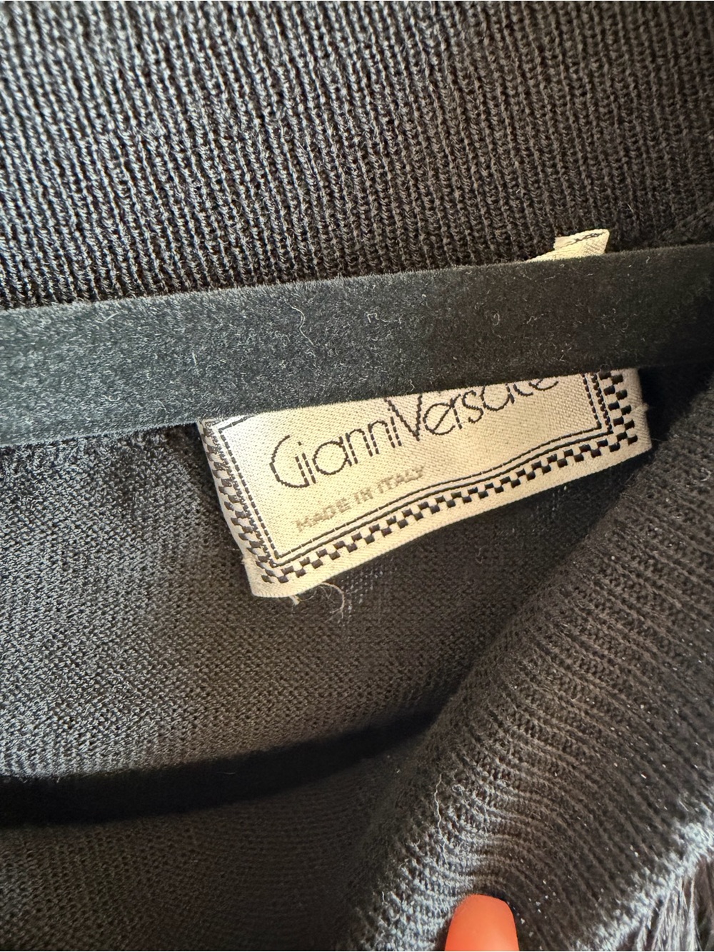 Gianne Versace Vintage Black Feather-Trim Knit Sweater - Picture 3 of 4